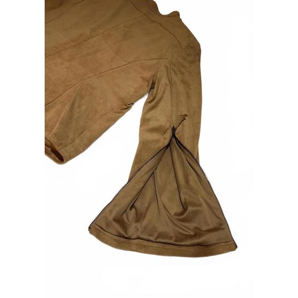 Adrienne Vittadini Brown Suede Moto Jacket for Women- Large - Picture 5 of 9